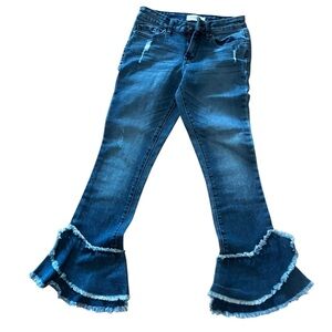Jessica Simpson Dark Blue Ruffle Hem Flare Jeans